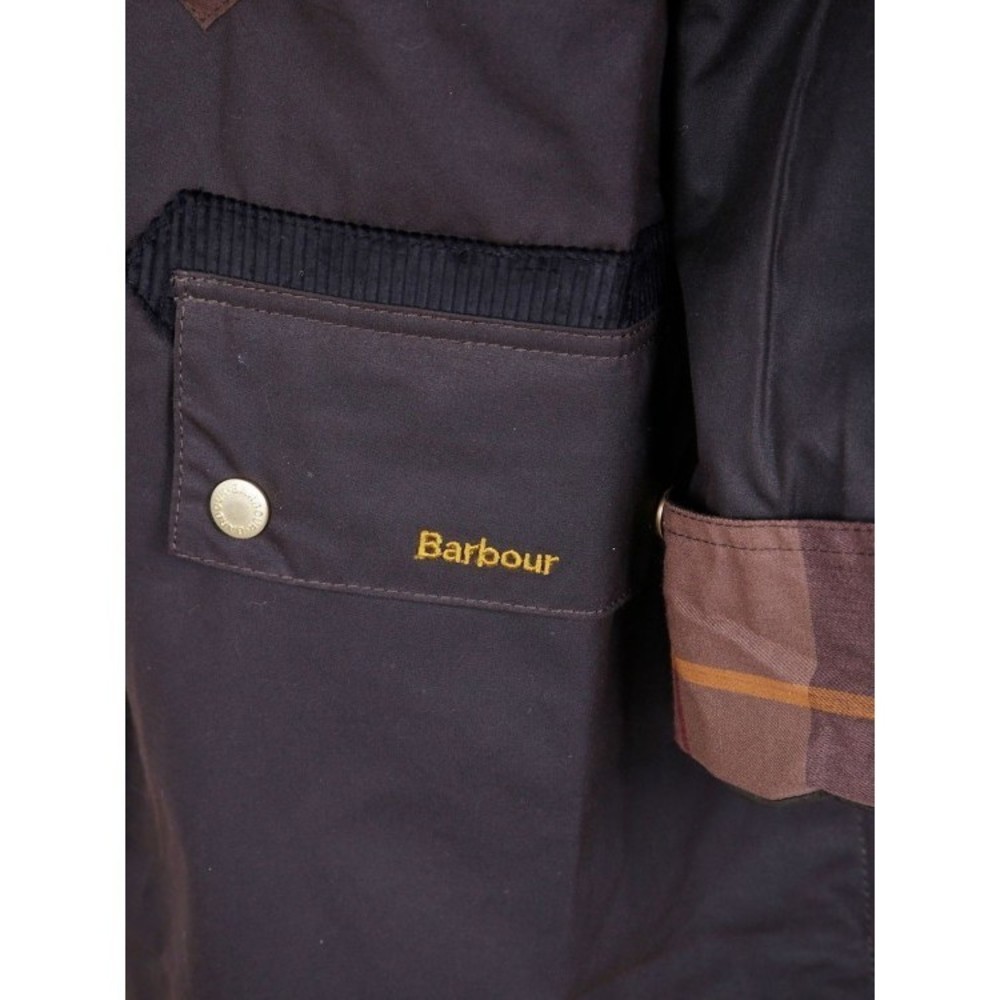 Barbour Brown Cotton Coat With Corduroy Collar And Tartan Details - NWT - Picture 3 of 3